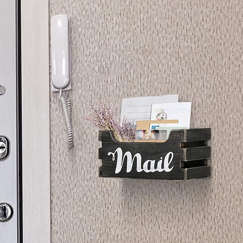 Wood mail holder storage - mail,