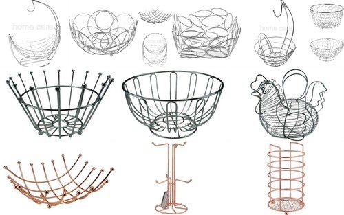 New chrome metal fruit basket - new,