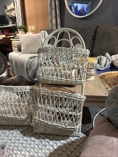 VTG White Wicker 2 Basket Wall