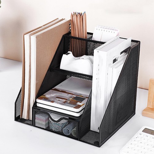 Metal mesh desktop organizer - metal,