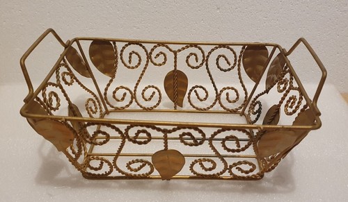 Vintage brass wire leaf - wire, basket