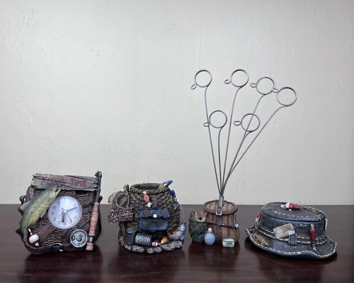 Vtg fishing themed lot clock - themed,